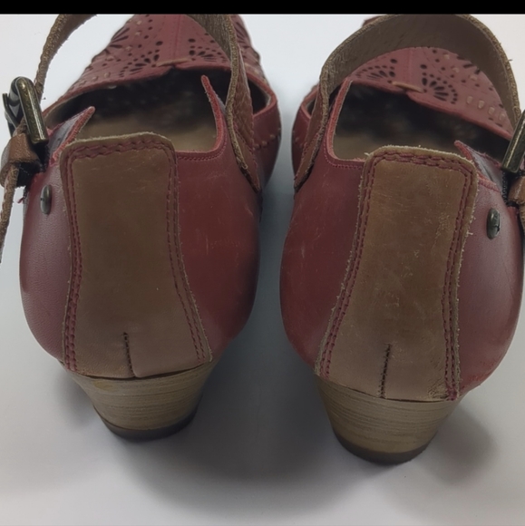Pikolinos Gandia Red Leather Mary Jane Wedge Size 38 Boho Cottage - Picture 5 of 8